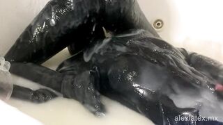 Playing in slime with Gloomy Babe, T2, messy sex - Alex Latex