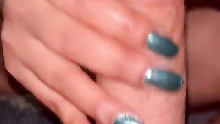 Blue nails handjob