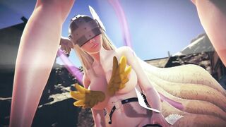 Angewomon Deepthroat Blowjob : Digimon Hentai Parody