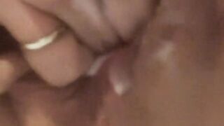 My husband's friend cums on my pussy in a public bathroom and I need to touch myself more and I take out all his cum