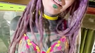 Onlyfans hippie Anuskatzz has anal sex till orgasm in her camper and gets a big cumshot in her face