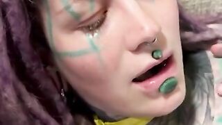 Onlyfans hippie Anuskatzz has anal sex till orgasm in her camper and gets a big cumshot in her face