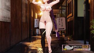 mmd r18 Gokuraku Jodo Raiden Shogun queen milf want to cum 3d hentai