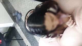 Latina in doggy style, cumshot in her mouth