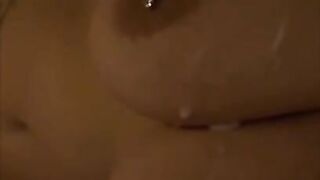 Slow motion cumshot all over my tits????????