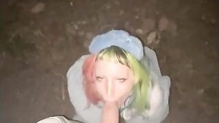 Alternative Slut sucks Big Dick in a Public Park