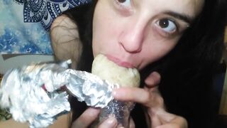 Naked Horny Hairy Camgirl PinkMoonLust Eats a Bean Burrito Because She's a Fetish Fart Queen Feeder