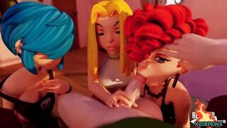 The three sisters suck my cock