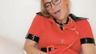 naughty British redhead nurse squirting with monster cock