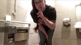 Quick Public Restroom Masturbation Show