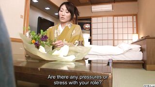 Japanese kimono clad wife offers private flower arrangement classes held in classy hotel rooms that lead to sex