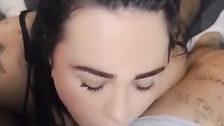 Sexy slut girlfriend tia cream pied after having her pussy worshipped pov