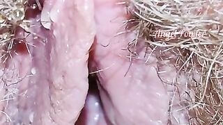 Hairy Creamy Pussy Pissing Loudly in the Toilet