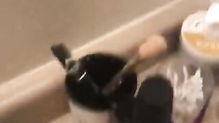 Sexy Goth Girl gets her throat demolished - Face Fucked In Bathroom - Say10zwhores