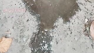 She made a big puddle outdoor. Watch Top Urination video with Pee Reverse at the end