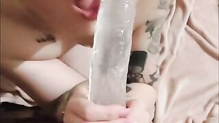 Sloppy Deepthroat massive cock dildo