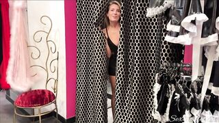 Milf sucks off a stranger in a pigale fitting room