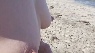 Flashing Strangers on the Beach - Showing Everyone my Hotwife Tits