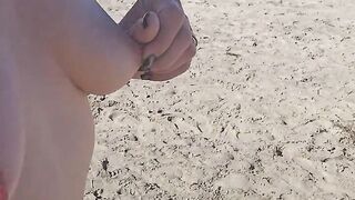 Flashing Strangers on the Beach - Showing Everyone my Hotwife Tits