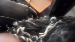 Ebony milf in wheelchair throat fuck