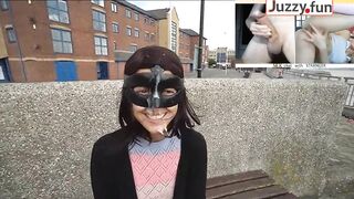 Walk with Cum on Face, Facial Cumshot Outdoors in a Public Place