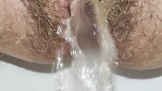 How do girls piss with a hairy pussy? Super mega closeup view POV