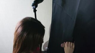A complete stranger cums on my tits at my hotel gloryhole!