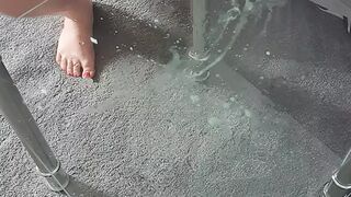 Squirting on Glass Table Then Licking It All up Clean