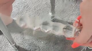 Squirting on Glass Table Then Licking It All up Clean