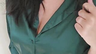 Naughty MILF Teacher in leather skirt teases her student's dad with her big juicy boobs