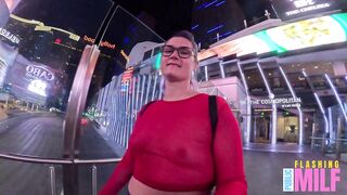 Flashing my tits in see through top in Vegas - Public Flashing MILF