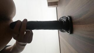 Fuck down the black dildo