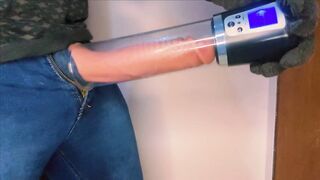 Massaged a BIG DICK with a new massage pump ORGASMS