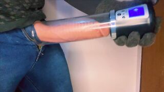 Massaged a BIG DICK with a new massage pump ORGASMS