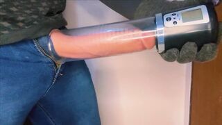 Massaged a BIG DICK with a new massage pump ORGASMS