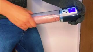 Massaged a BIG DICK with a new massage pump ORGASMS