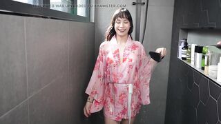 4K See Through Kimono Soaked. Dry vs Wet with Elixir Elf