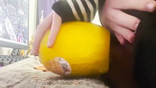 cute femboy fucks fruit