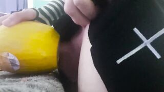 cute femboy fucks fruit