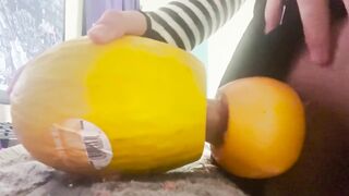 cute femboy fucks fruit