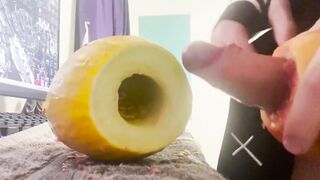 cute femboy fucks fruit