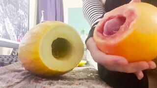 cute femboy fucks fruit