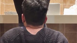 Facesitting while using my human chair in the bathroom