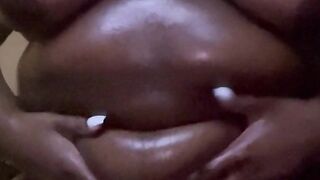BBW ebony teen oils up and teases